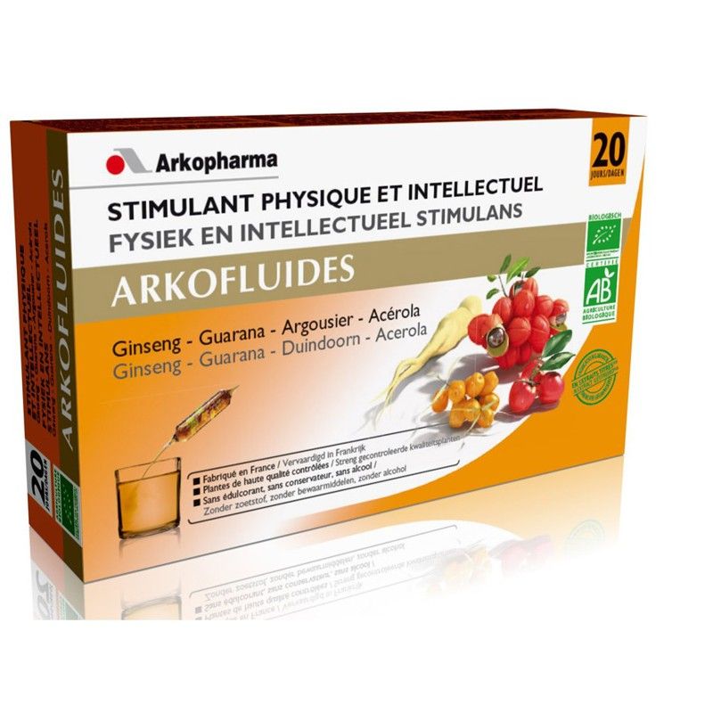 ARKOPHARMA Arkofluide Stimulant physique et Intellectuel Boite de 20