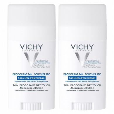 VICHY Déodorant 24h - Toucher sec - Sans sel d'aluminium - 2 Sticks de 40ml