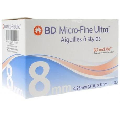 BD MCRO-FINE ULTRA Aiguilles à stylos 8mm Boite de 100