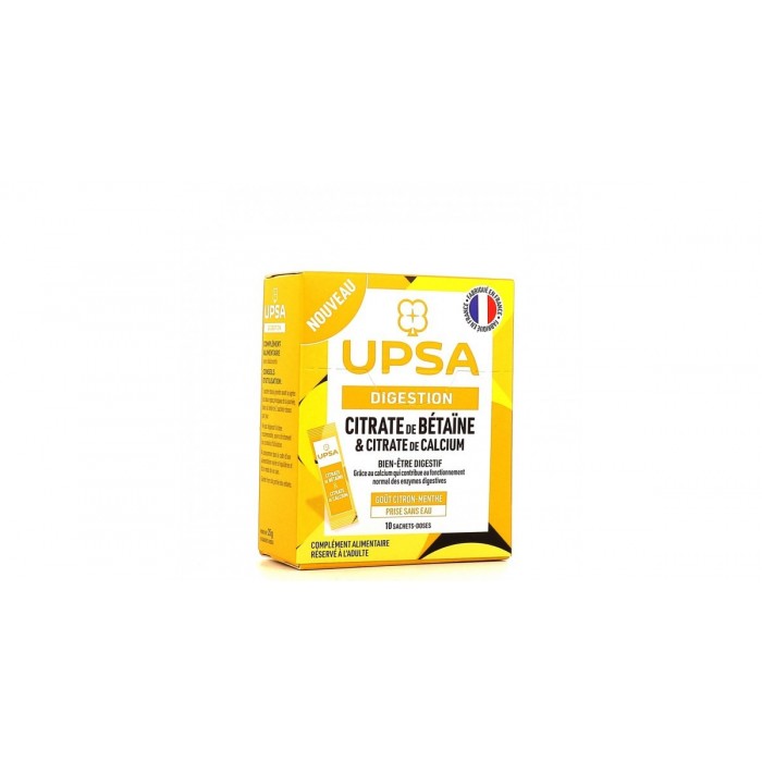 UPSA Digestion Citrate de Bétaïne et citrate de calcium Boite de 10 sachets UPSA Digestion Citrate de Bétaïne et citrate de calcium Boite de 10 sachets