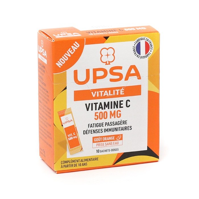 UPSA VITALITE Vitamine C 500 Mg Boite de 10 sachets doses