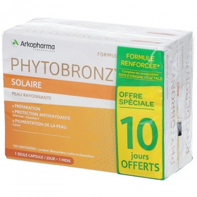 Arkopharma Phytobronz Préparateur Solaire Boîte de 30 Capsules - Lot de 2 Arkopharma Phytobronz Préparateur Solaire Boîte de 30 Capsules - Lot de 2