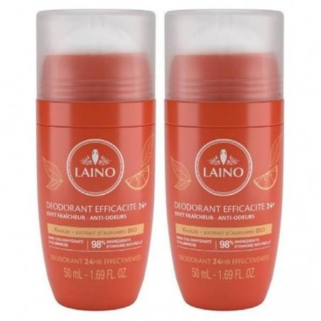 LAINO Déodorant minéral Parfum agrumes lot de 2 Billes de 50ml