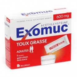 EXOMUC 600 MG Boite de 6 sachets goût citron sans sucre