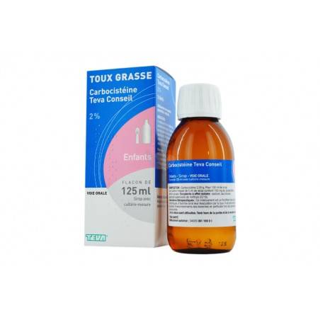 CARBOCISTEINE 2 % pour enfants Toux grasse Flacon de 125 ml