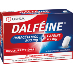 Dalféine paracétamol caféine 500mg/65mg Boite de 16 comprimés