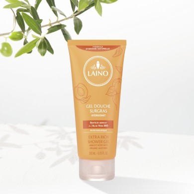 LAINO GEL DOUCHE SURGRAS À L’ALOE VERA BIO SENTEUR ABRICOT Tube de 200 ml