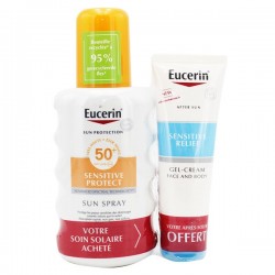 Eucerin Sun OFFRE Sun Spray SPF 50+ 200 ml + gel crème sensitive 50 ml offert