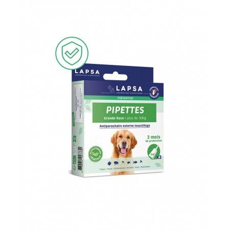 LAPSA Prévention Pipettes antiparasitaire Chien Grande Race + 30 KG
