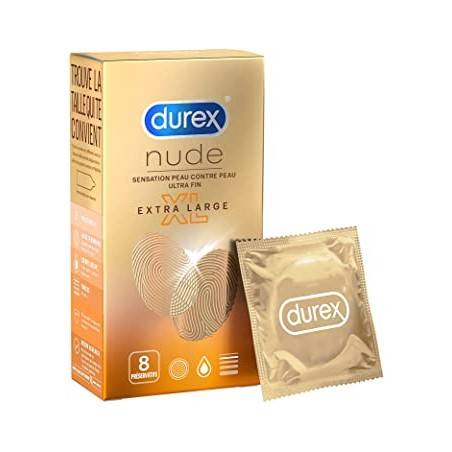 DUREX NUDE XL Extra large Boite de 8 préservatifs
