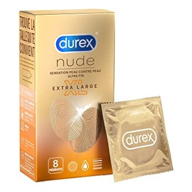 DUREX NUDE XL Extra large Boite de 8 préservatifs