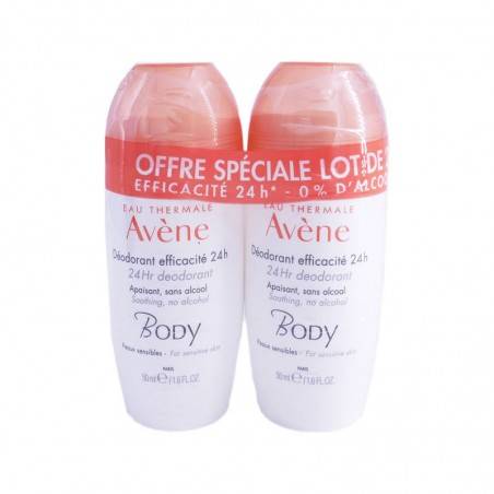 AVENE BODY Déodorant efficacité 24h 2 Billes de 50 ml