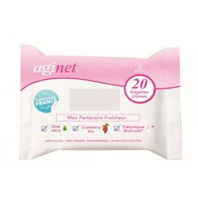 AGINET Lingettes intimes biodégradables Sachet de 20 AGINET Lingettes intimes biodégradables Sachet de 20