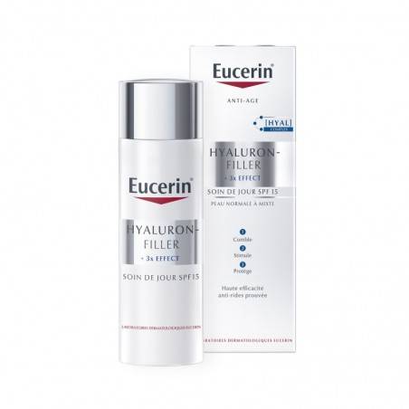 EUCERIN HYALURON-FILLER + 3x EFFECT Soin de Jour Peau Normale à Mixte SPF 15 Tube de 50 ml