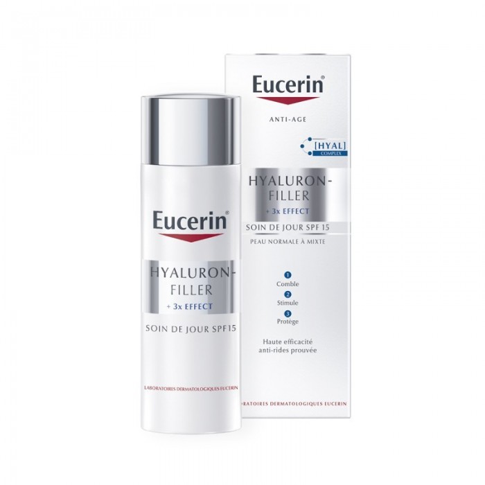 EUCERIN HYALURON-FILLER + 3x EFFECT Soin de Jour Peau Normale à Mixte SPF 15 Tube de 50 ml