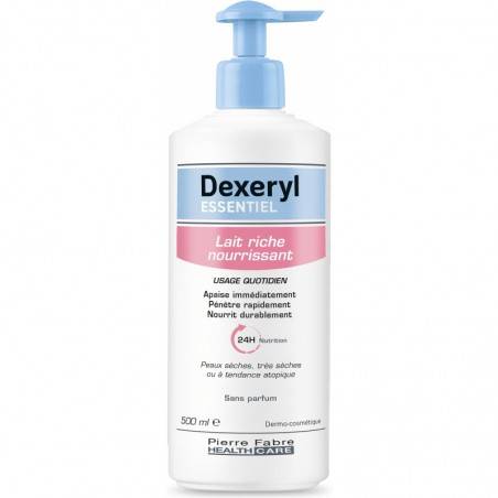 Dexeryl Essentiel Lait Riche Nourrissant Flacon pompe de 500 ml