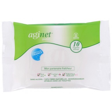 Aginet  Lingettes intimes pocket  Paquet de 10 lingettes Aginet  Lingettes intimes pocket  Paquet de 10 lingettes