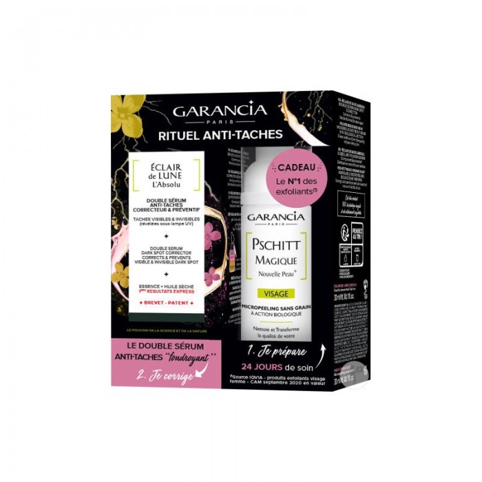 GARANCIA ECLAIR DE LUNE Rituel anti taches Double sérum Flacon de 30 ml + Pschitt magique visage 30 ml offert