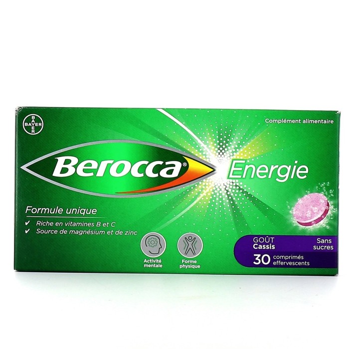 BEROCCA Energie Comprimés effervescents goût cassis Boite de 30