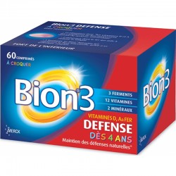 BION 3 Defense Junior Comprimés à croquer goût framboise Boite de 60