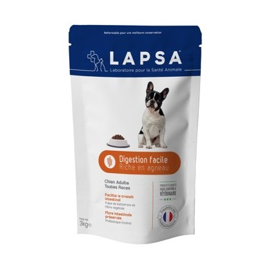 LAPSA Croquettes chiens adultes toutes races DIGESTION FACILE Sachet de 3 kilos