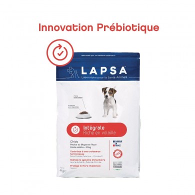 LAPSA Croquettes Chiot petite et moyenne race Intégrale Sachet de 4 kilos