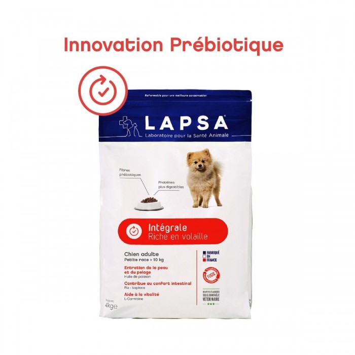 LAPSA Croquettes Chien Adulte petite race Intégrale Sachet de 4 kilos