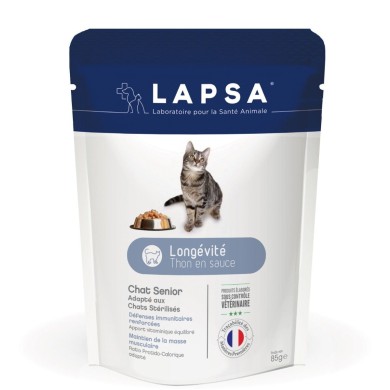 LAPSA Sachets Fraîcheur Chat Senior Longévité 1 sachet de 85 grammes