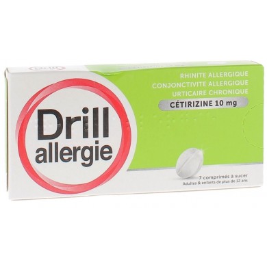 DRILL ALLERGIE à la cetirizine 10mg Boite de 7 comprimés a sucer
