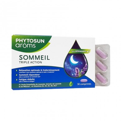 PHYTOSUN AROMS Sommeil triple action Boite de 30 comprimés PHYTOSUN AROMS Sommeil triple action Boite de 30 comprimés