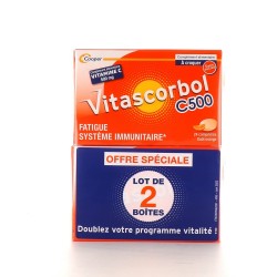 VITASCORBOL Vitamine C 500 mg Lot de 2 Boites de 20 comprimés à croquer