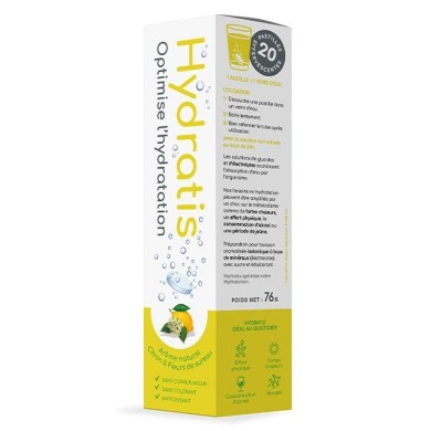 Hydratis Solution d'Hydratation citron et fleur de sureau Boite de 20 pastilles Hydratis Solution d'Hydratation citron et fleur de sureau Boite de 20 pastilles