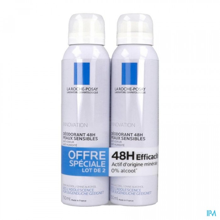 LA ROCHE POSAY Déodorant physiologique 48H Lot de 2 Aérosols de 150ml