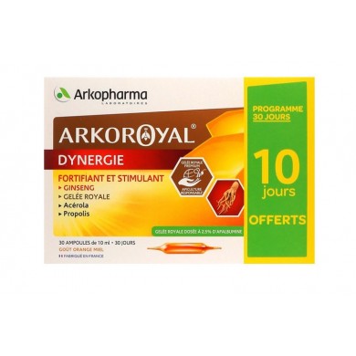 ARKOPHARMA ARKO ROYAL DYNERGIE Fortifiant et stimulant Boite de 20 ampoules + 10 gratuites ARKOPHARMA ARKO ROYAL DYNERGIE Fortifiant et stimulant Boite de 20 ampoules + 10 gratuites