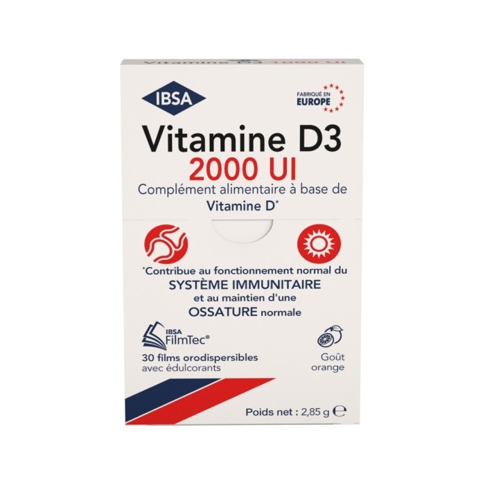 IBSA Complément alimentaire Vitamine D3 2000Ui 30 Films orodispersibles