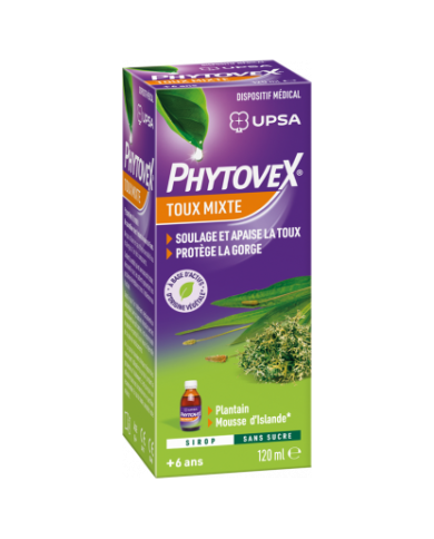 UPSA Phytovex Sirop toux mixte sans sucre Flacon de 120ml