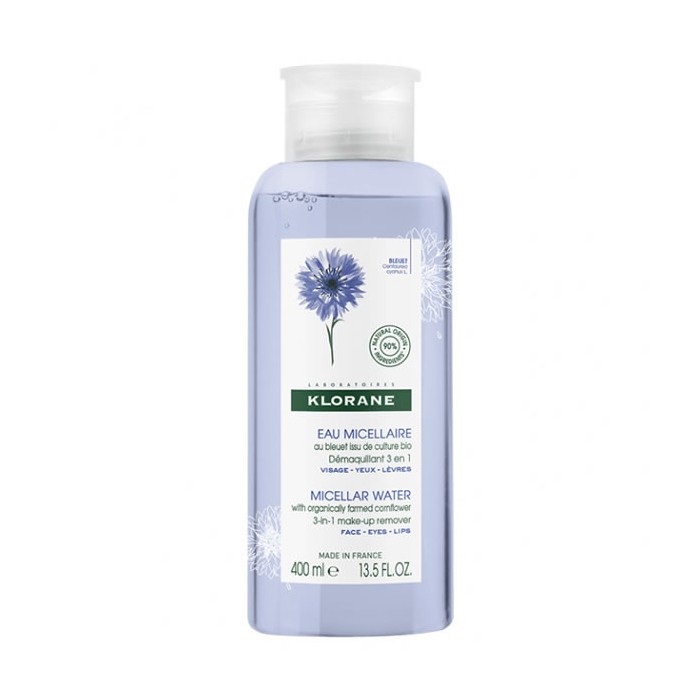 KLORANE Eau micellaire démaquillante 3 en 1 au bleuet  Flacon de 400 ml