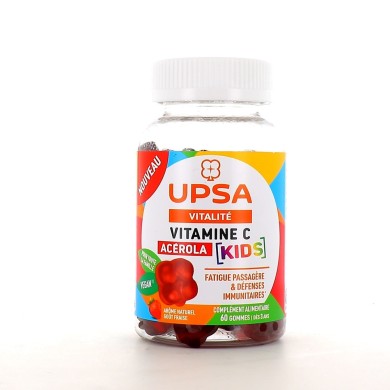 UPSA Vitalité Vitamine C Acérola KIDS Boite de 60 gommes goût fraise