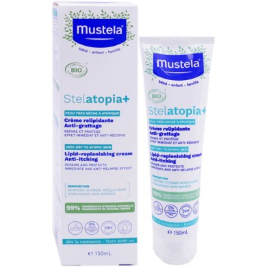 MUSTELA BÉBÉ STELATOPIA + Crème Relipidante Anti-Grattage Bio Tube de 150 ml MUSTELA BÉBÉ STELATOPIA + Crème Relipidante Anti-Grattage Bio Tube de 150 ml