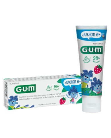 GUM Dentifrice Junior 6 ans et + Goût Fraise Tube de 50ml