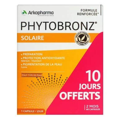 Arkopharma Phytobronz Préparateur Solaire Boîte de 30 Capsules - Lot de 2 Arkopharma Phytobronz Préparateur Solaire Boîte de 30 Capsules - Lot de 2