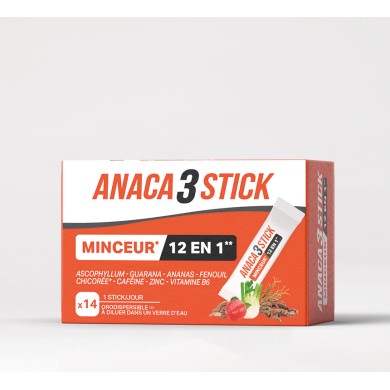 Anaca 3 Stick Minceur 12 en 1 Boite de 14 sticks