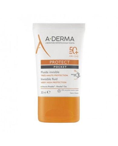 ADerma Protect Pocket Fluide invisible SPF 50+ Tube de 30 ml ADerma Protect Pocket Fluide invisible SPF 50+ Tube de 30 ml