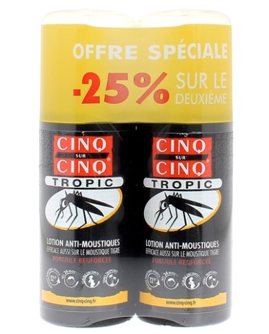 CINQ SUR CINQ TROPIC PROMO DUO Lotion anti-moustique 2 Spray de 75 ml CINQ SUR CINQ TROPIC PROMO DUO Lotion anti-moustique 2 Spray de 75 ml