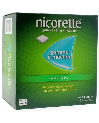 NICORETTE Menthe Fraiche 2 mg Boite de 210 gommes NICORETTE Menthe Fraiche 2 mg Boite de 210 gommes