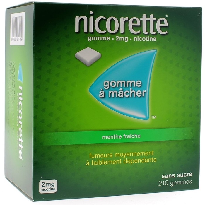 NICORETTE Menthe Fraiche 2 mg Boite de 210 gommes NICORETTE Menthe Fraiche 2 mg Boite de 210 gommes