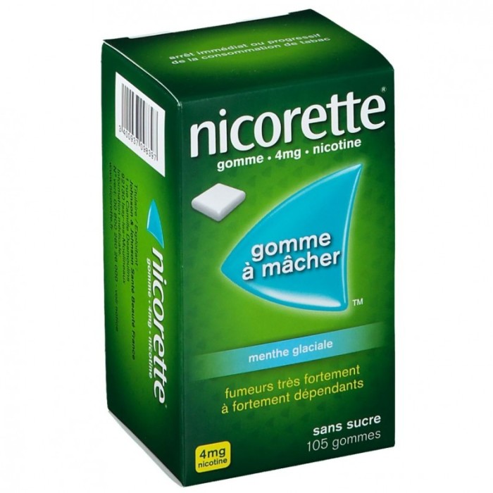 NICORETTE Menthe Glaciale 4 mg Boite de 105 gommes NICORETTE Menthe Glaciale 4 mg Boite de 105 gommes