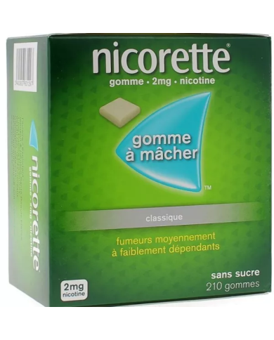 NICORETTE Gommes 2 mg Sans Sucre Boite de 210 gommes NICORETTE Gommes 2 mg Sans Sucre Boite de 210 gommes