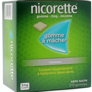NICORETTE Gommes 2 mg Sans Sucre Boite de 210 gommes NICORETTE Gommes 2 mg Sans Sucre Boite de 210 gommes