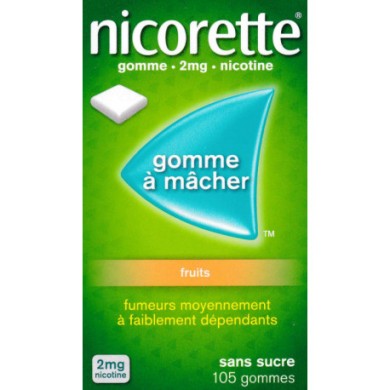 NICORETTE FRUITS 2mg SANS SUCRE Gomme médicamenteuse Plaquette de 105